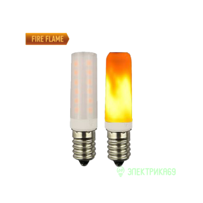 Лампа св/д EcolaT25 1W E14 Flame имитация пламени  64x16 B4TF10ELC