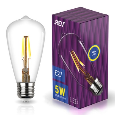 Лампа сд VINTAGE Filament ST64 E27 5W, 2700K, DECO Premium GOLD, теплый свет