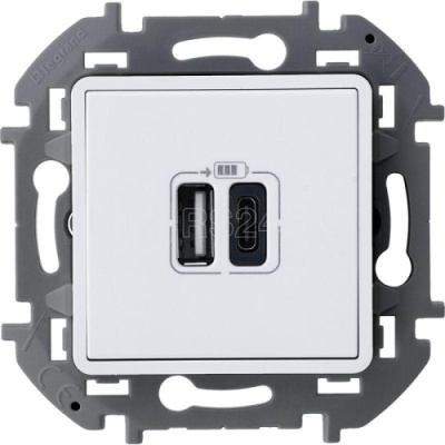 Устройство зарядное Inspiria с 2-мя 1445159 USB разьемами A и C 240В / 5В 3000мА бел. Leg 673760