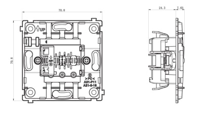 Механизм выключателя 1-клавишного,схема 1,10 A 250 В