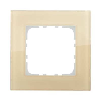 Рамка 1-постовая, натуральное стекло, цвет кремовый LK80
