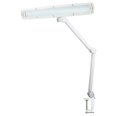 Настольная бестеневая лампа на струбцине 84 LED, регулятор яркости, белая Rexant
