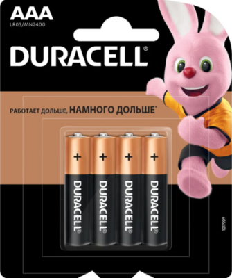 Батарейки DURACELL AAА  (4шт на карте) BASIC