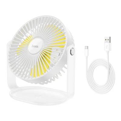 Вентилятор портативный с ночником Hoco F14  Desktop Fan, Белый