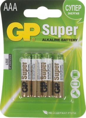 AAA Батарейка GP Super Alkaline 24A LR03, 4 шт.