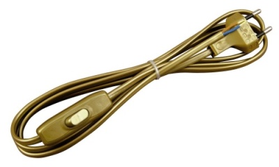 Провод с евроштекером и выключателем золото 1,9м. H 03 VV-F 2х0,75 мм² 2,5А